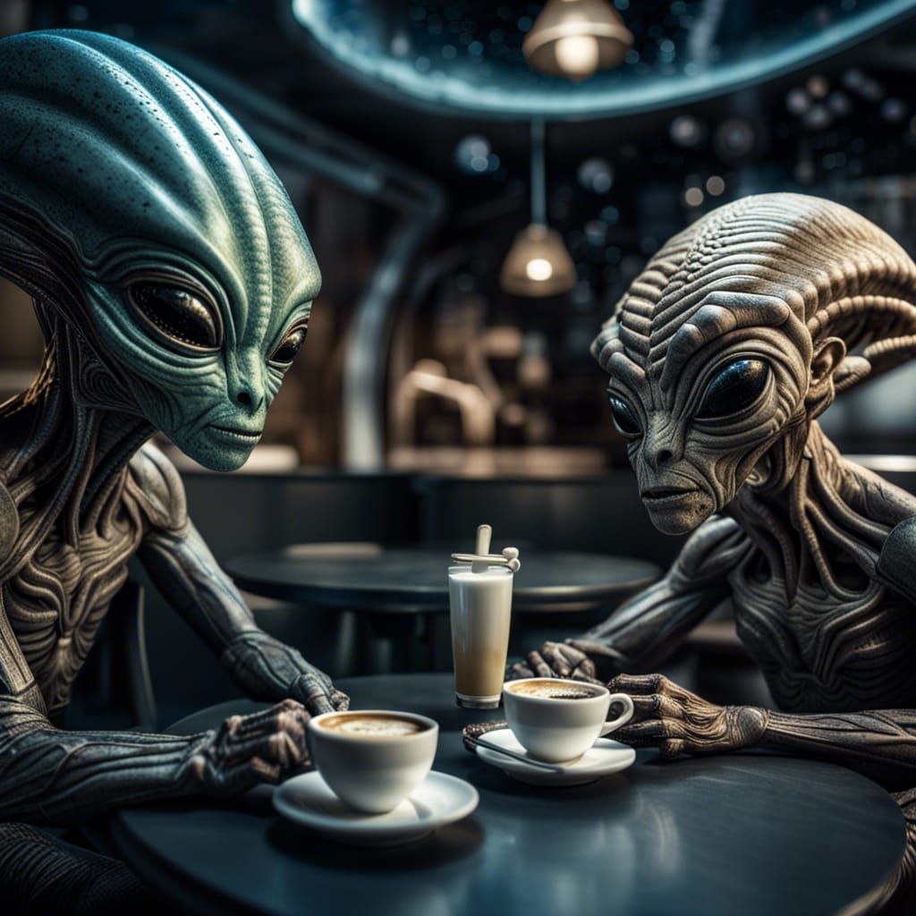 Two Alien Species Meet for Coffee in Space