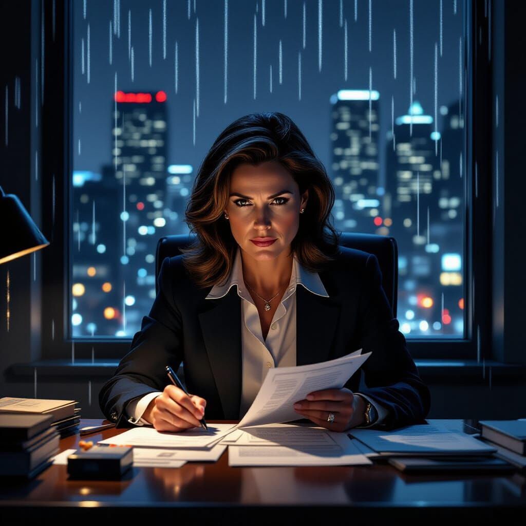 LA Prosecutor Works Late Reviewing Case Files Amidst City Ra...