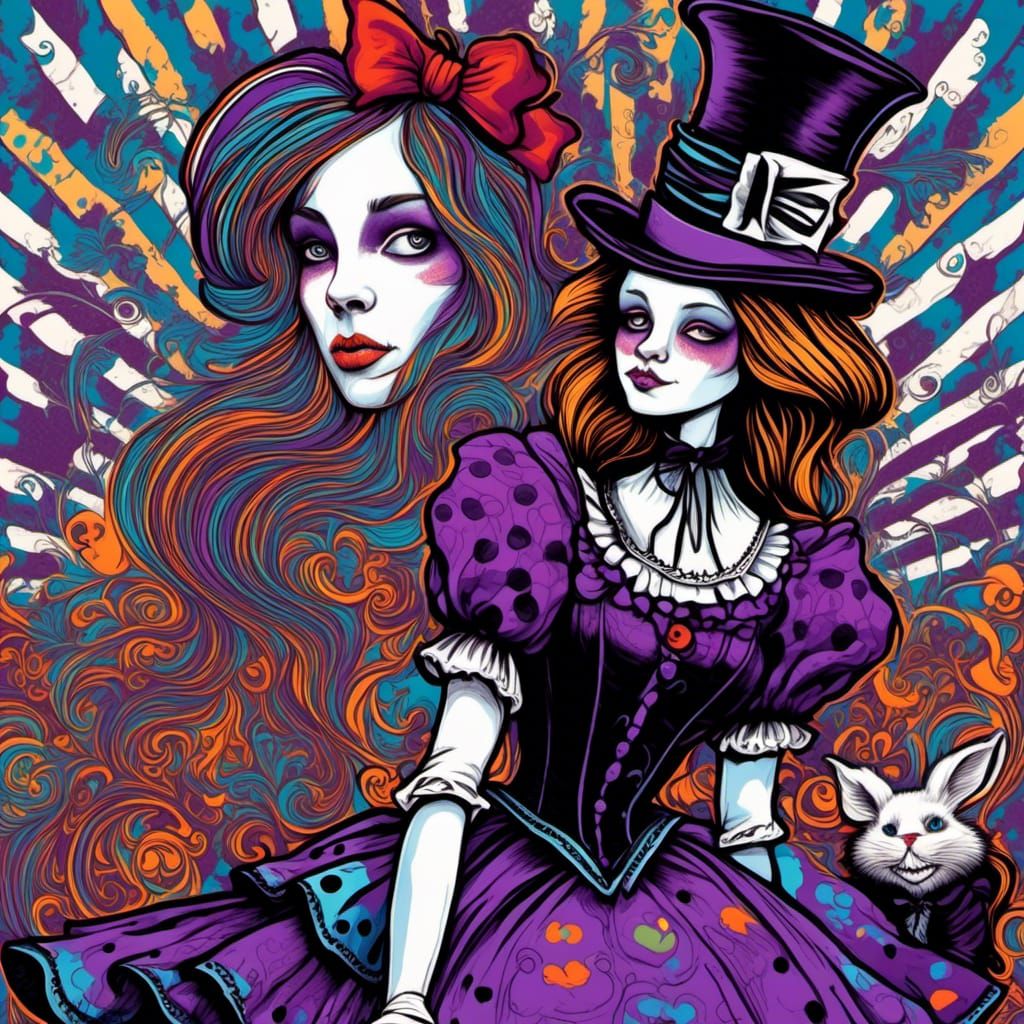 Alice in Wonderland Gothcore Paisley Dreamscape