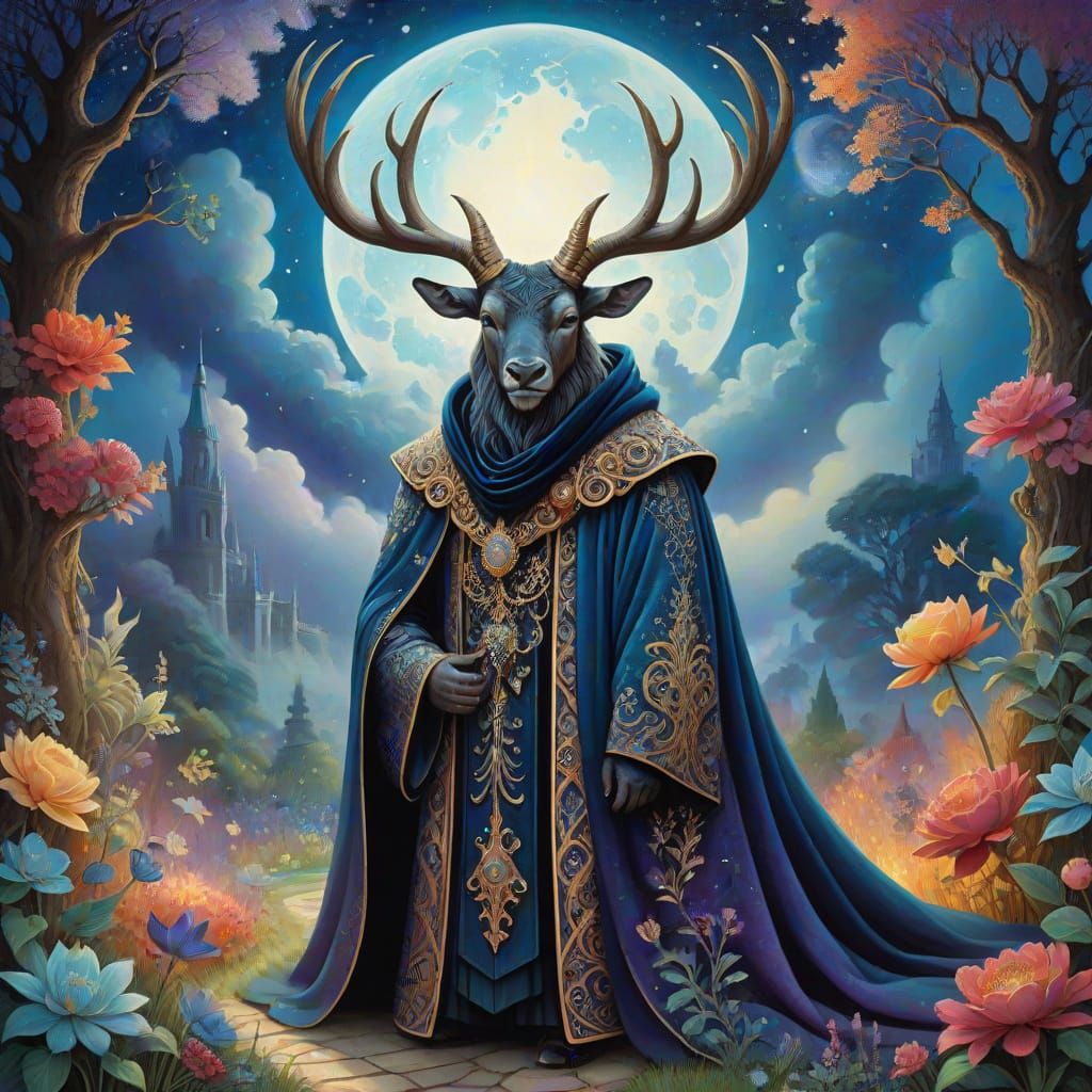 Regal Cosmic King in Midnight Velvet with Iridescent Mist