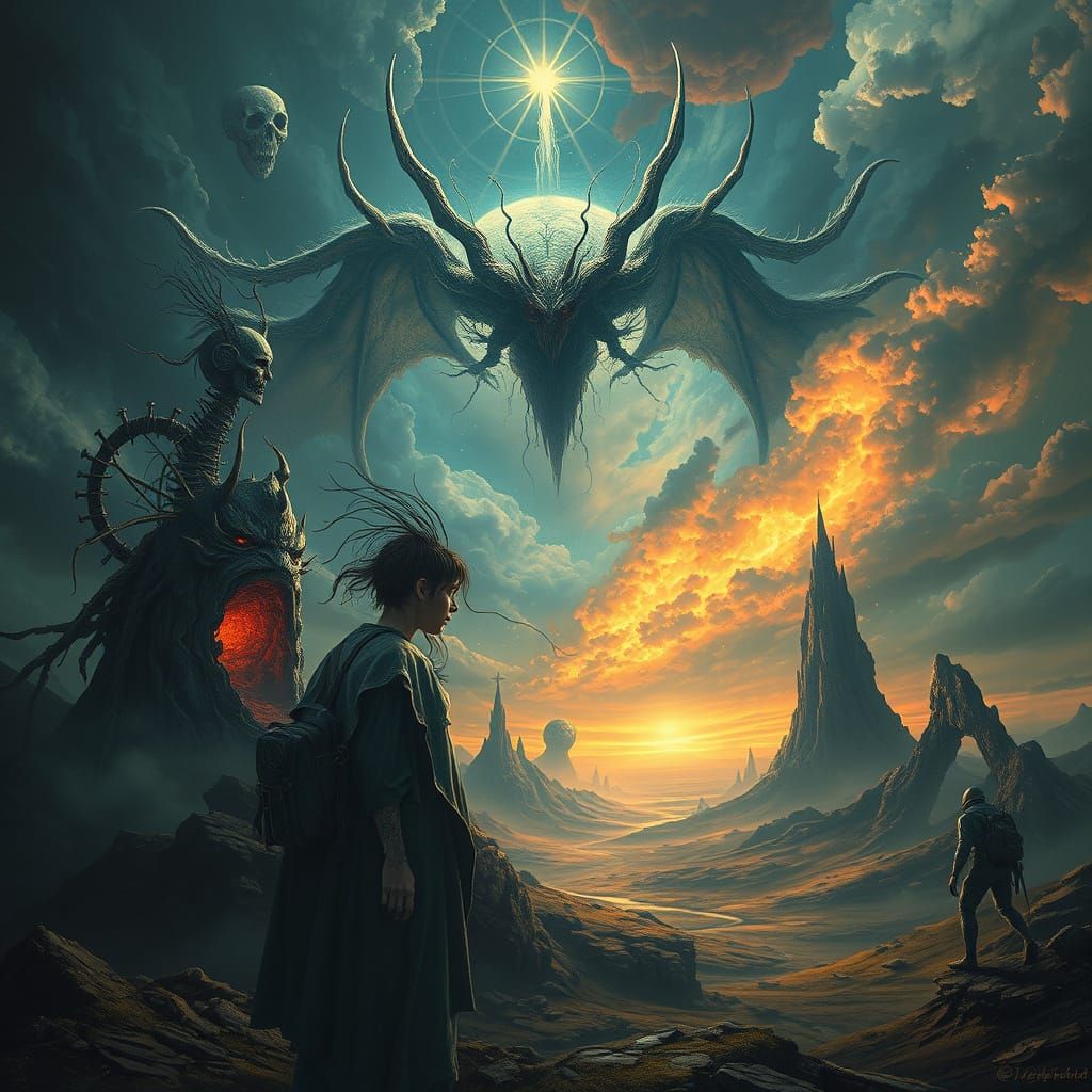 Surreal Convergence of Divine and Demonic Forces in Dark Sur...