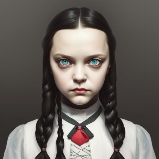 Wednesday Addams Portrait in Art Nouveau Style