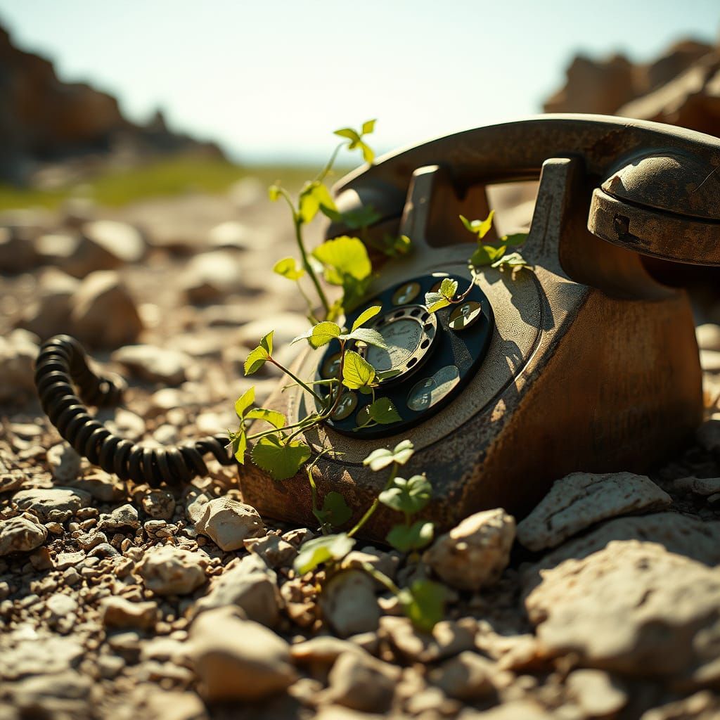 Ivy Vines Sprouting From Broken Phone