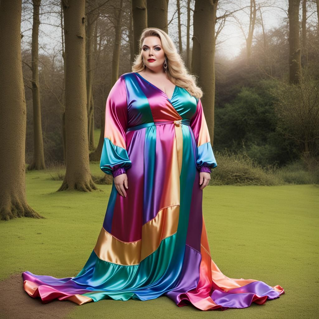 Sensual Big Beautiful Woman BBW Lady Wearing Long Sleeve Rai...