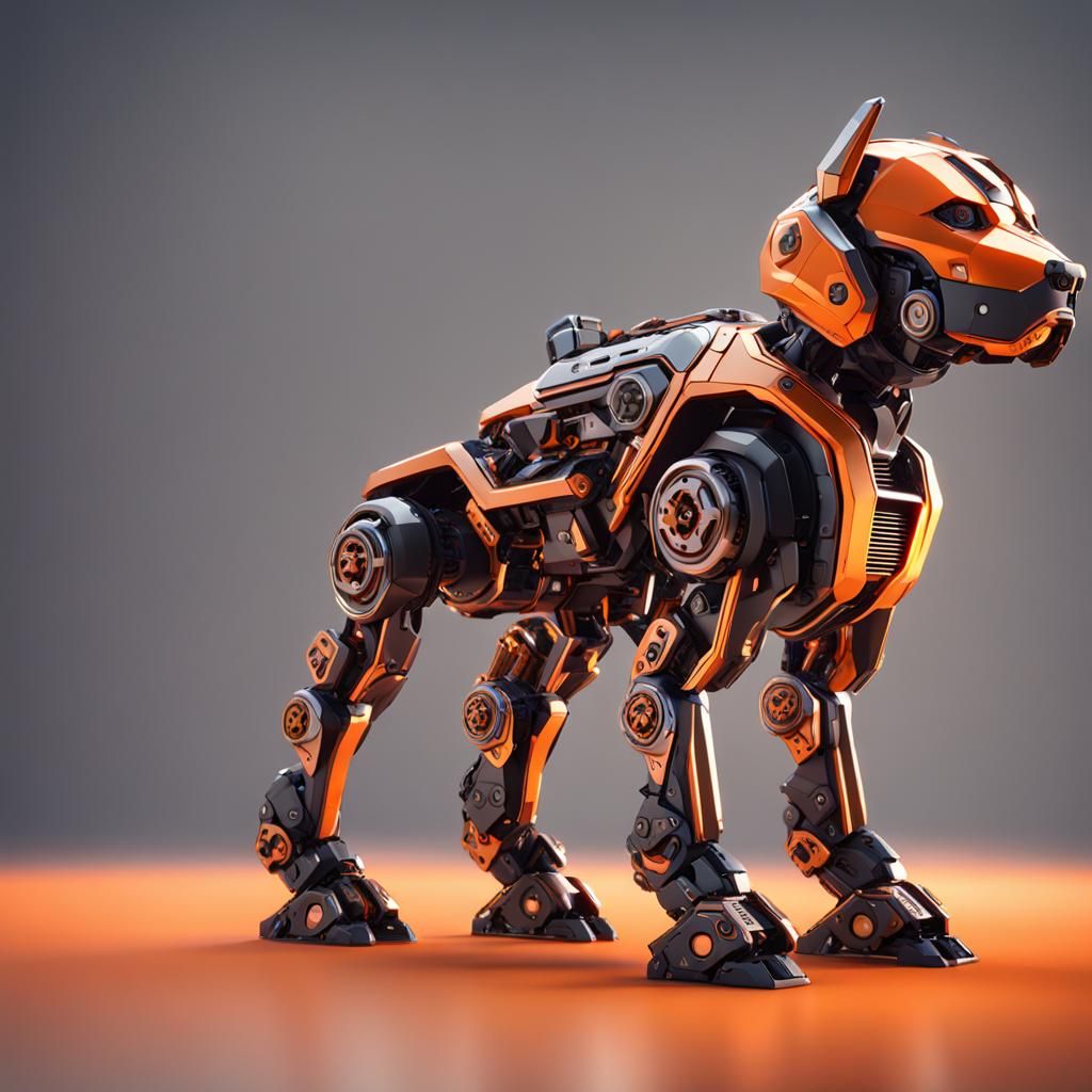 Photorealistic Cyber Dog with Intricate Mechanical Details