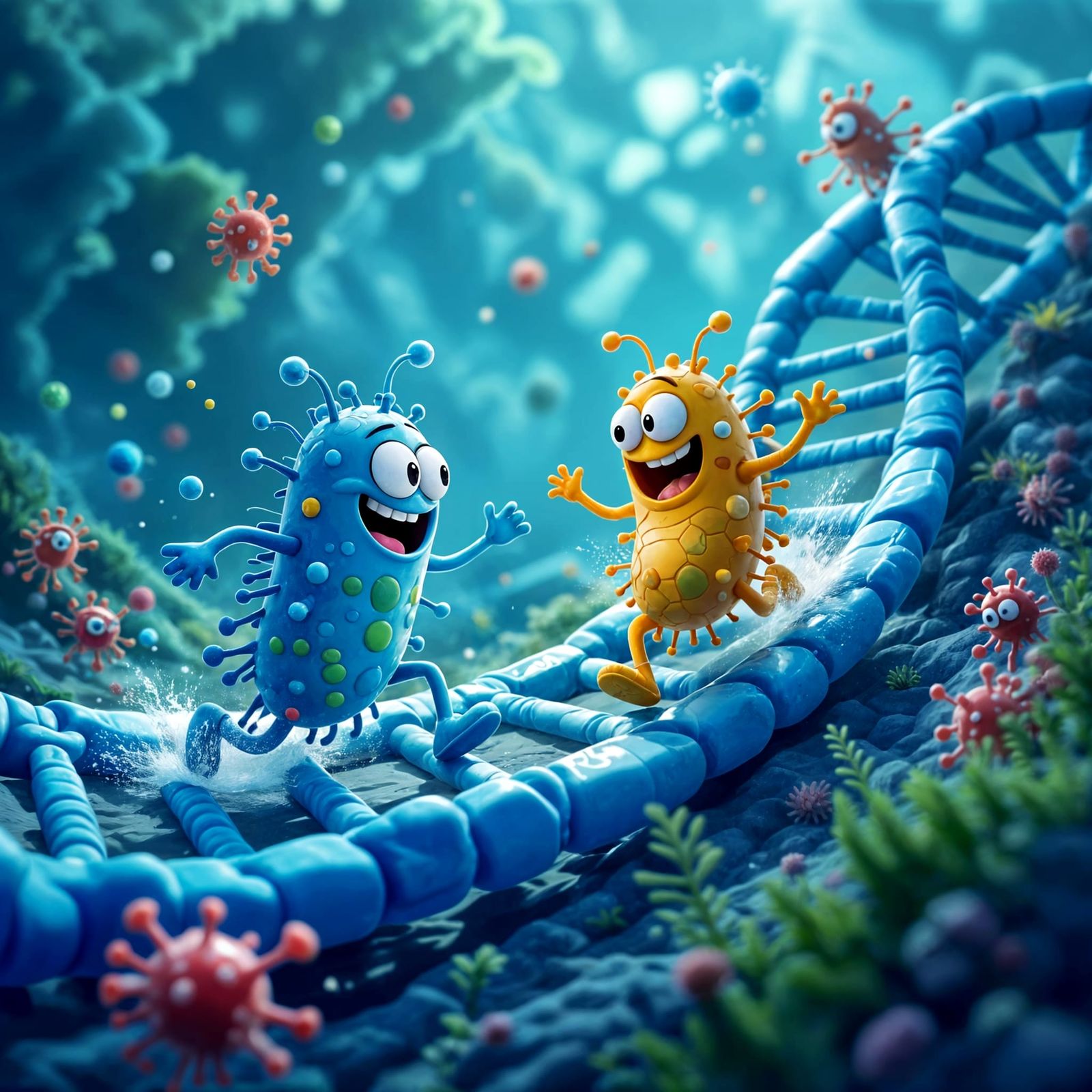 Sporty Bacteria Race Down DNA Helix