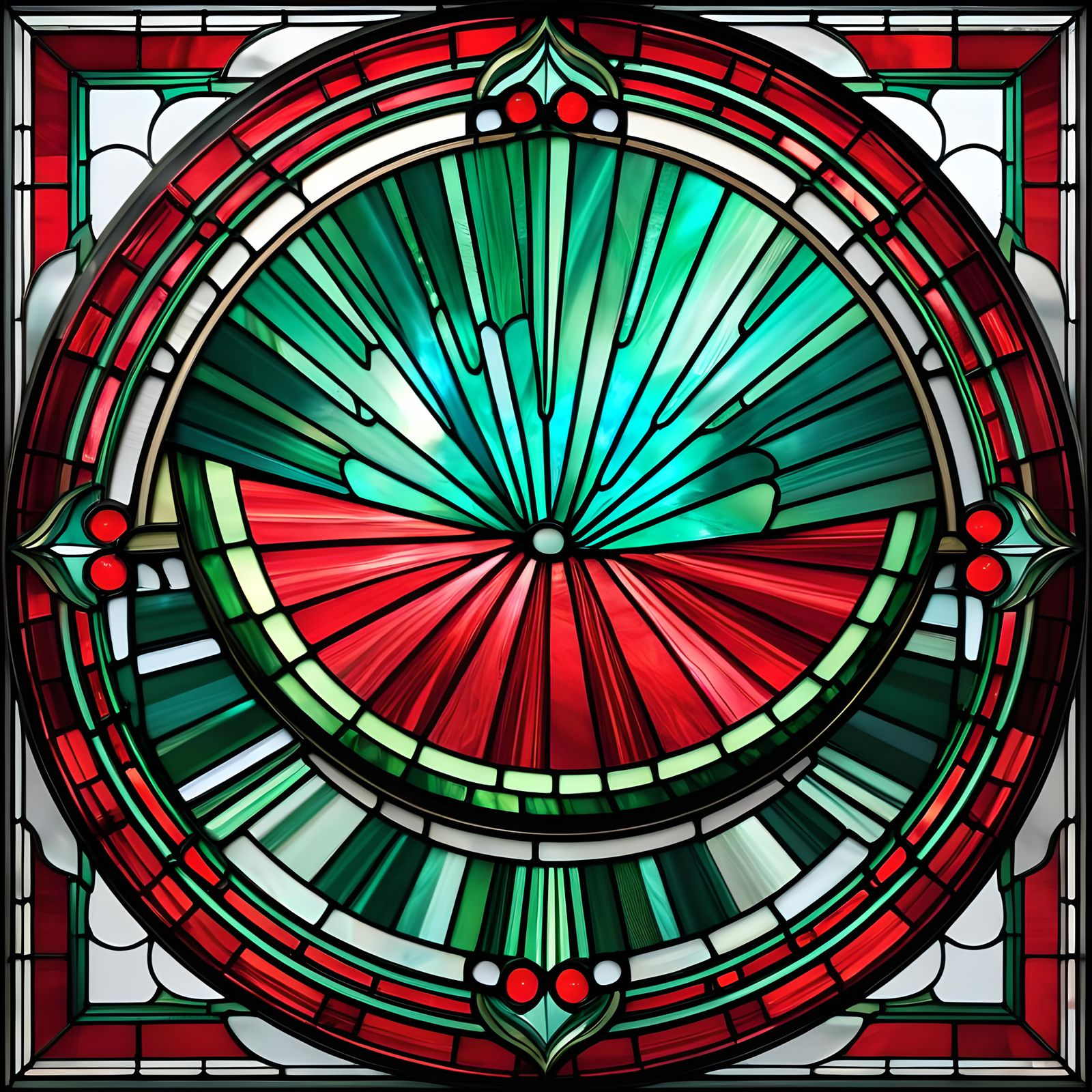 Art Deco Stained Glass Watermelon Window in 8K