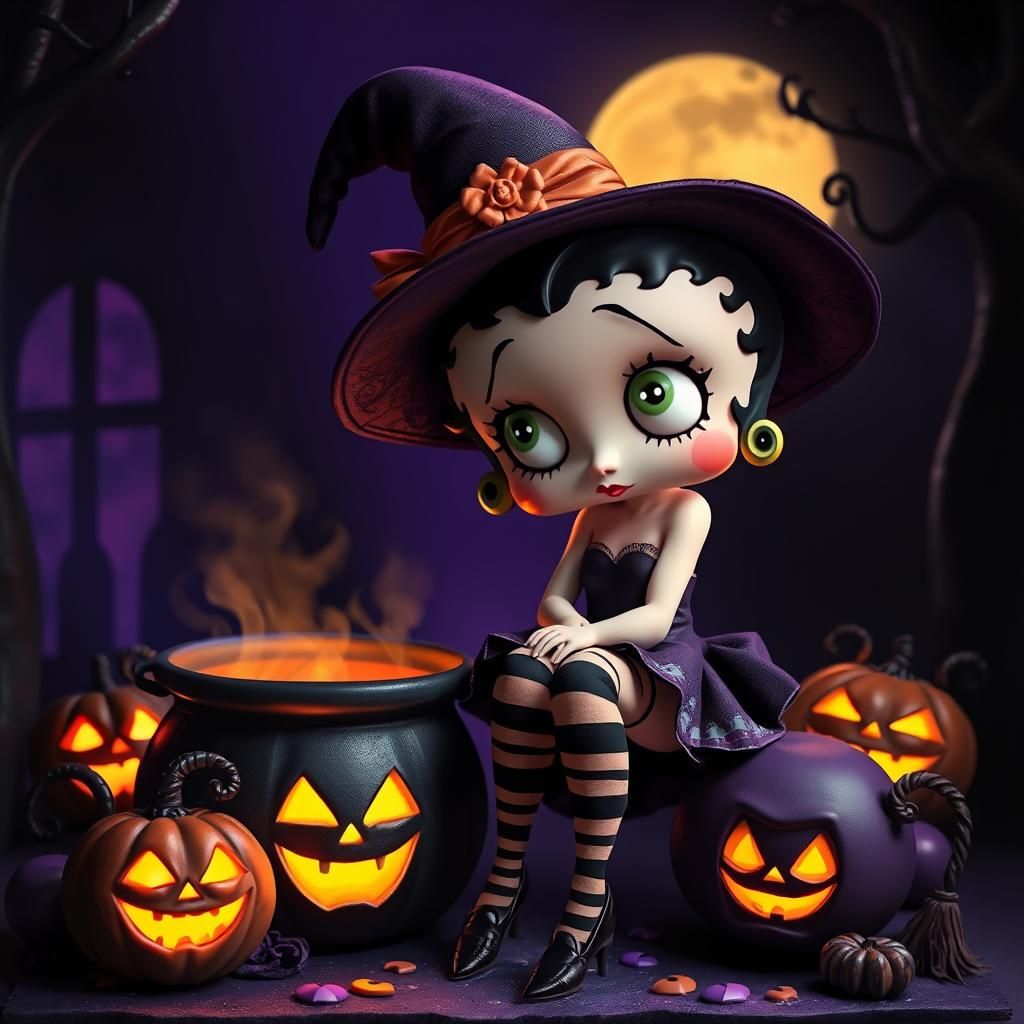 Halloween Betty Boop witch doll