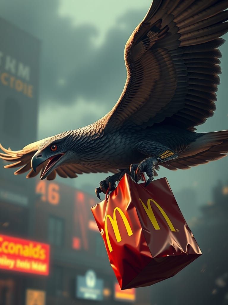 Hyperrealistic Raptor Hawk Delivery in Anime Style