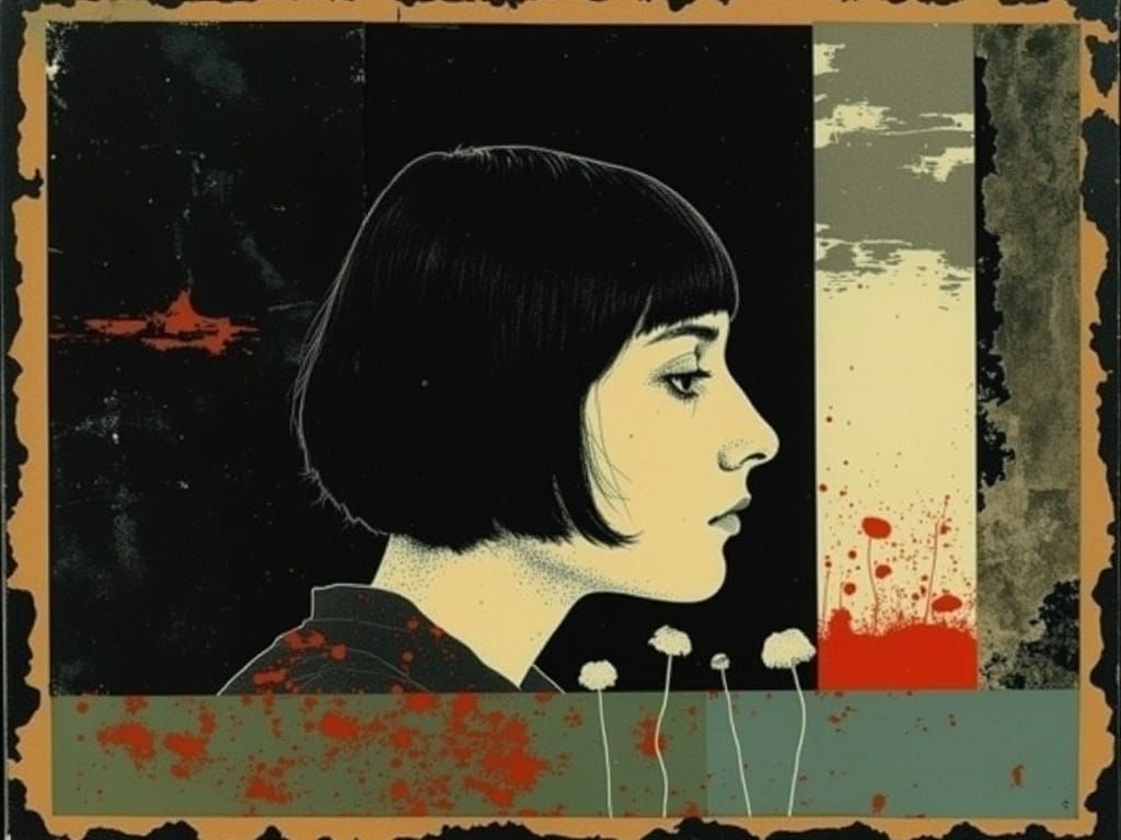 Majestic Sunset Landscape with Red and White Poppies in a Fl...