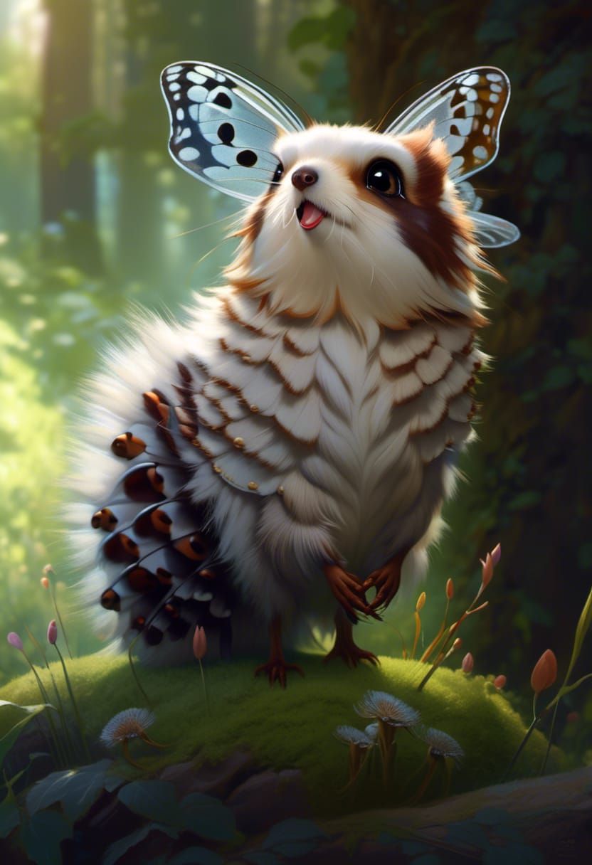 Cute Filigree Gremlin Portrait in Overgrown Circle