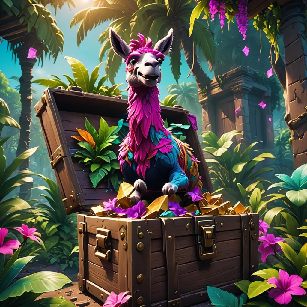 Fortnite Loot Llama Treasure Chest in Fantasy Pop Art