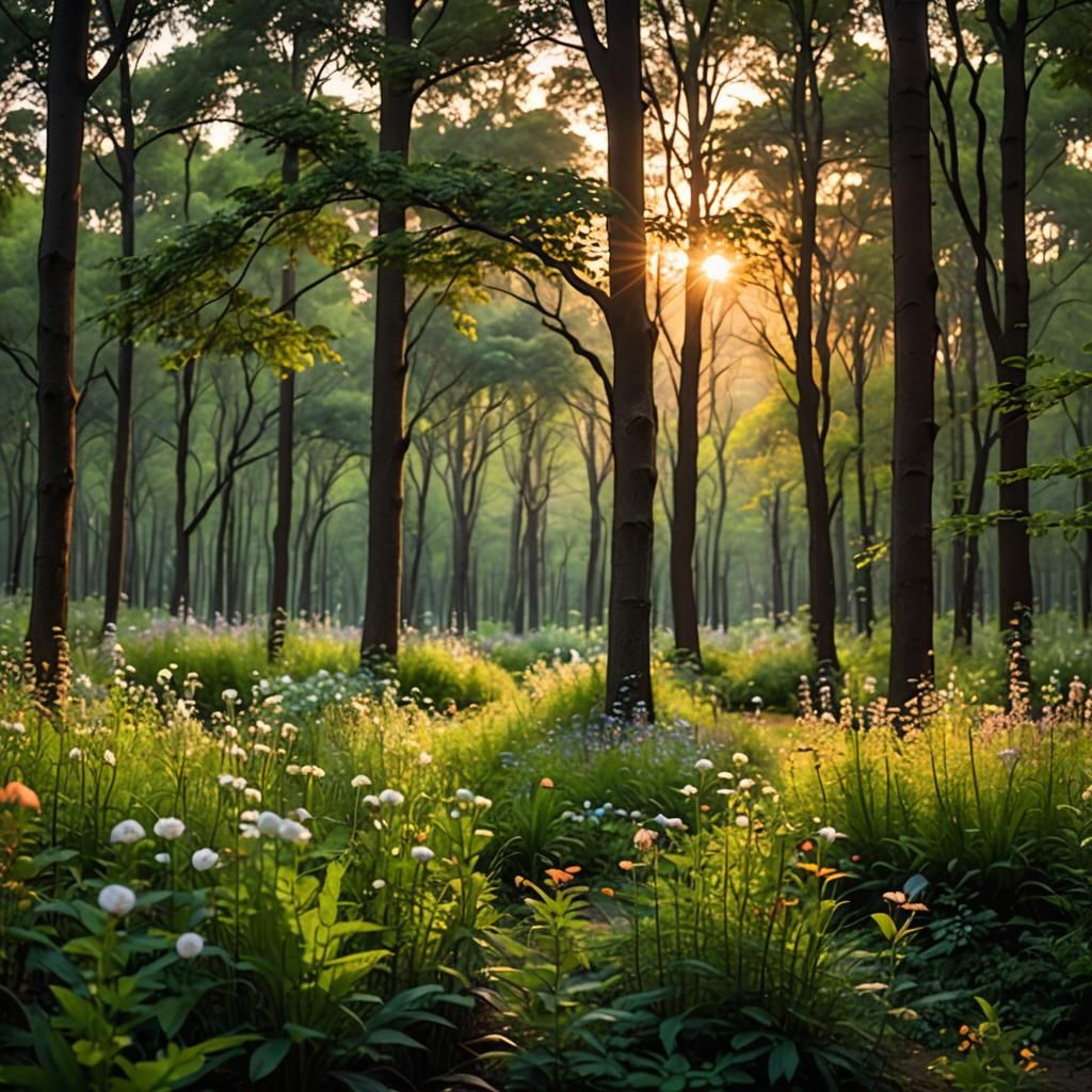 Forest Sunset: Professional Photography with Bokeh