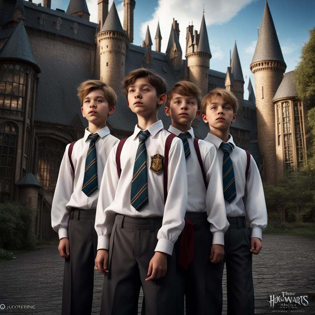 Hogwarts Students in Detailed Matte Painting Style