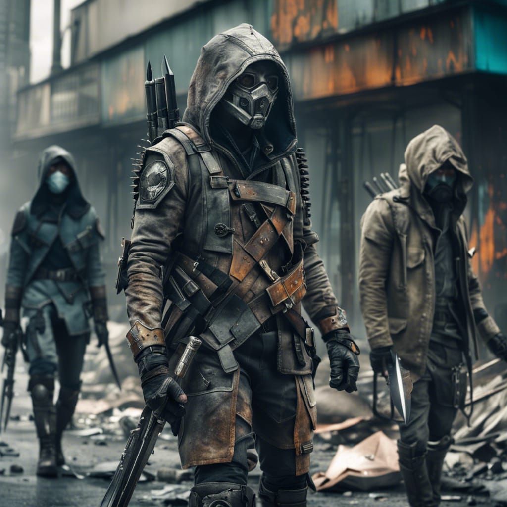 Cyberpunk Hunters Prowl Wasteland Streets After Apocalypse