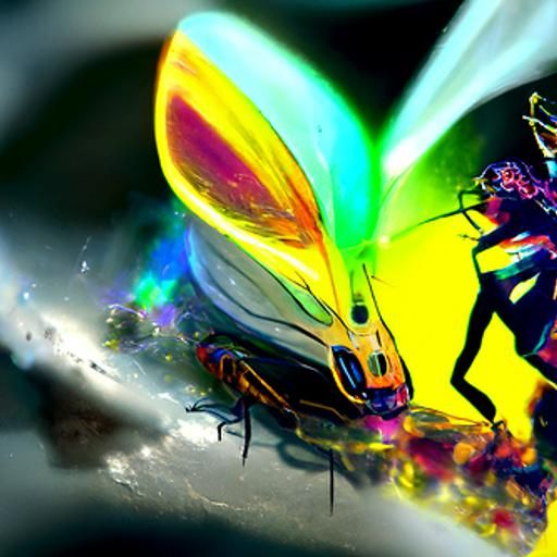 Astral Lightning Bug Illustration in Mixed Media