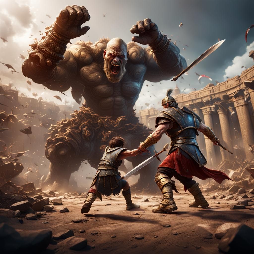 David and Goliath: Detailed Matte Painting