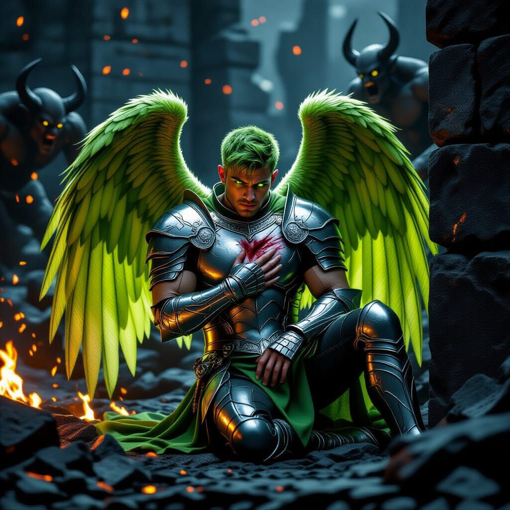 Wounded Angel in a Demonic Landscape
