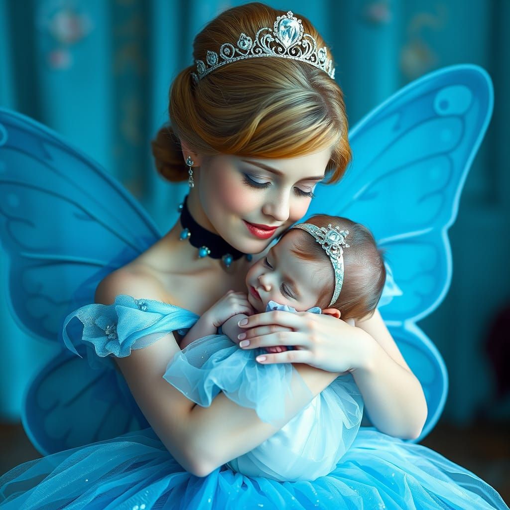 Cinderella Cradles Baby: Realistic Disney-Style Portrait