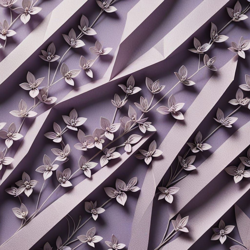 Delicate Paper Art of Lavender Flowers in Soft Focus