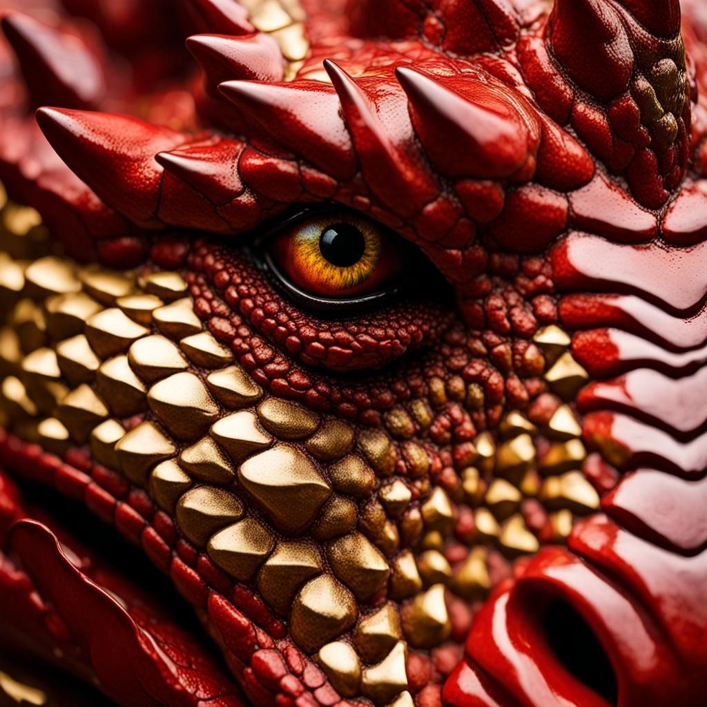 Detailed Dragon Portrait with Textured Scales