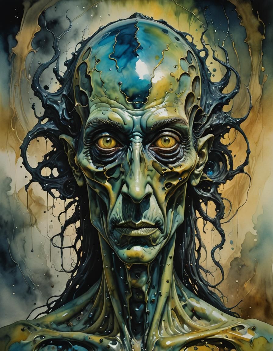 Gothic Alien Portrait in Surrealist Style