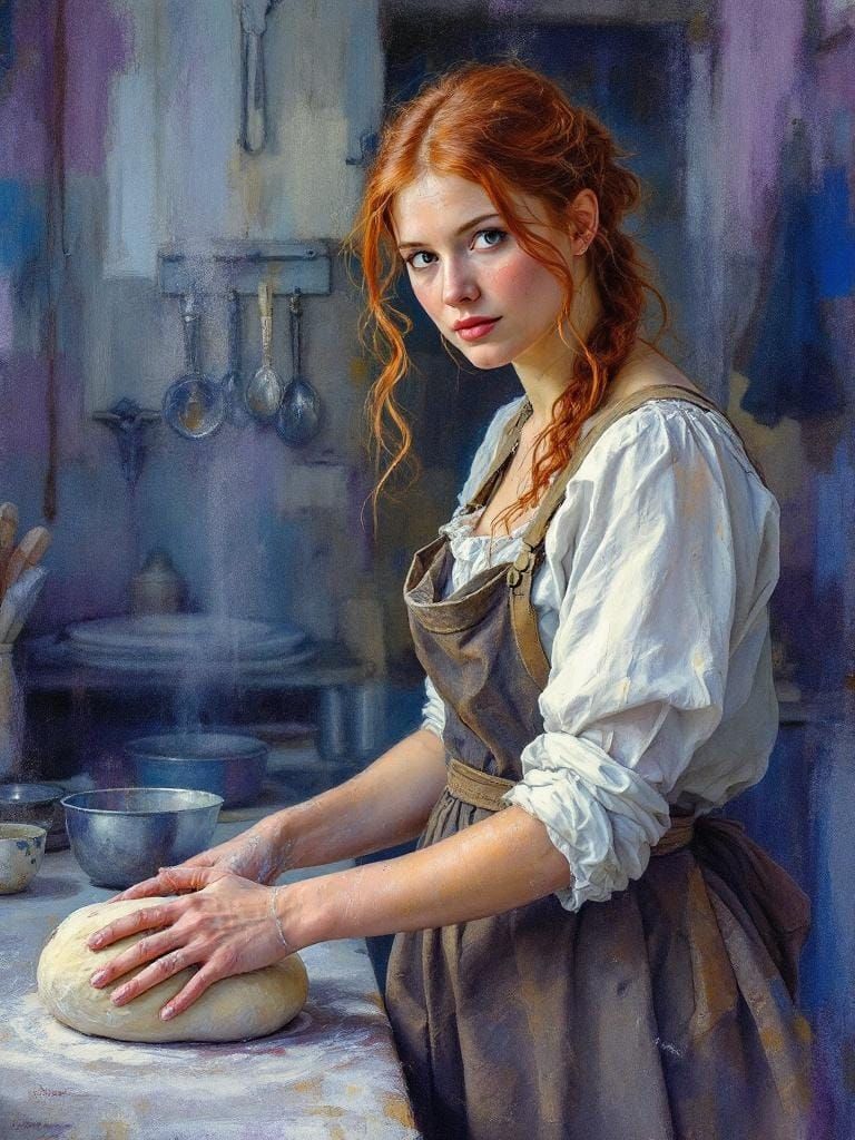 Redhead Baker in Kitchen, Alla Prima Impression