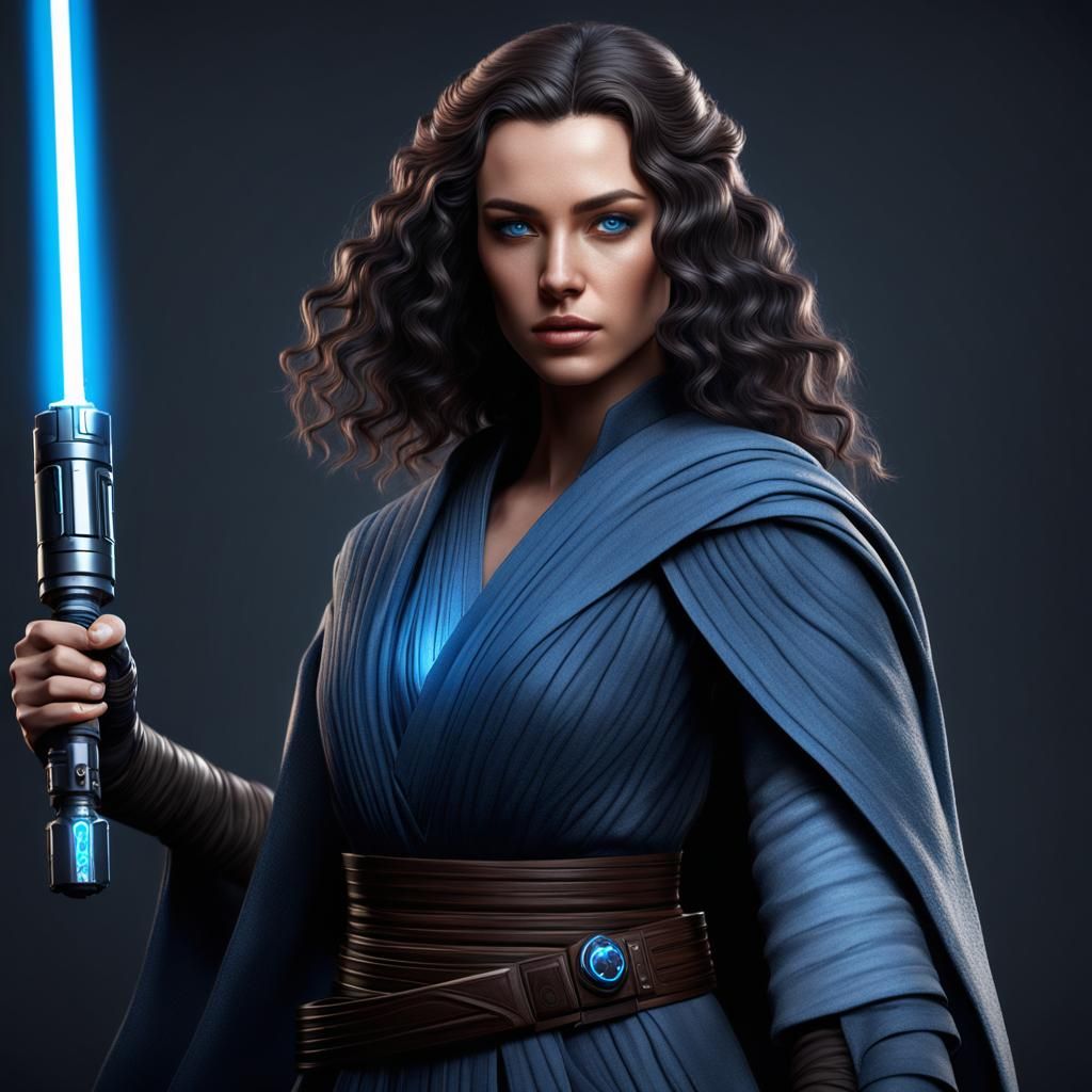 Young Jedi Knight with Blue Lightsaber