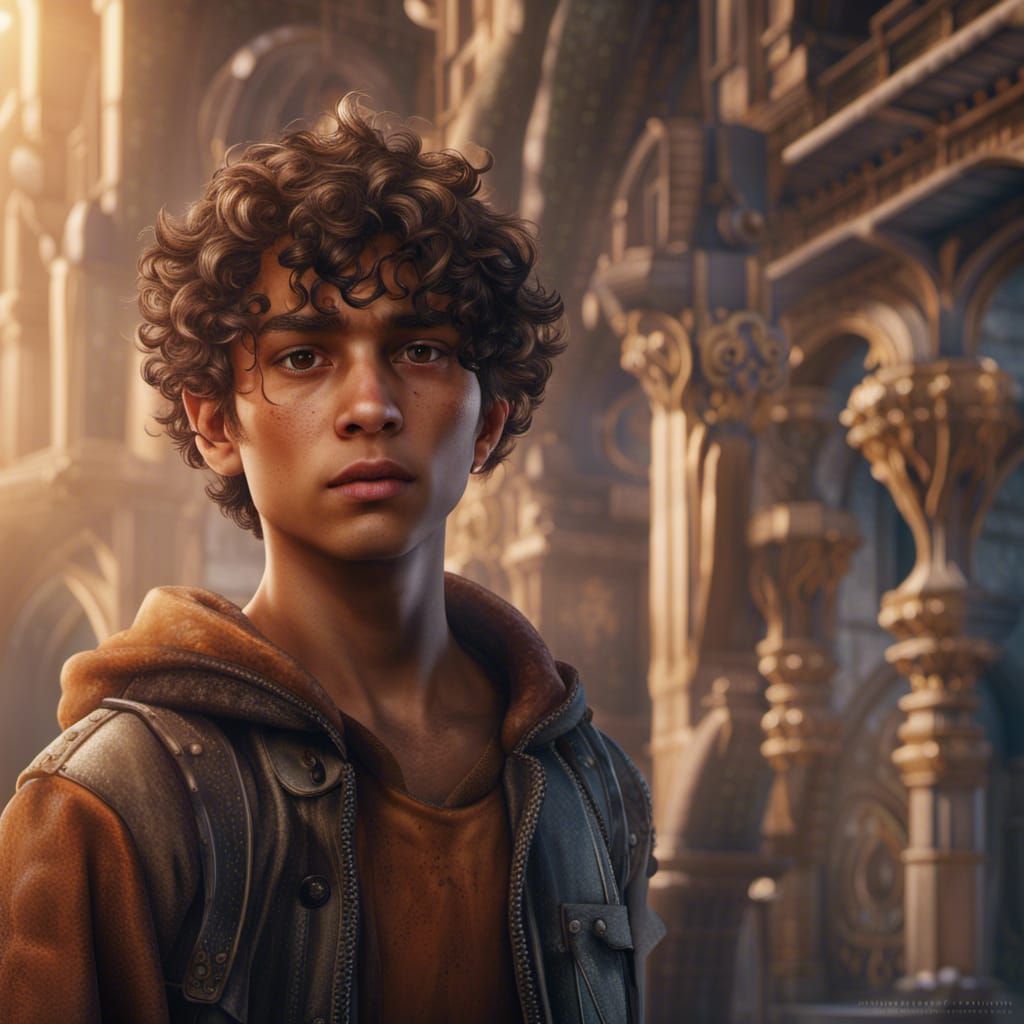 Boy with Brown Curls: Fantasy Concept Art