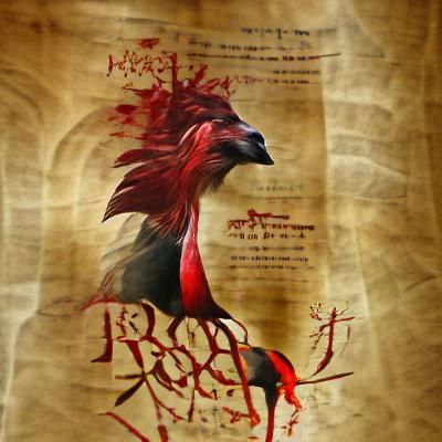 Medieval Rooster Poster Art in Blood Style