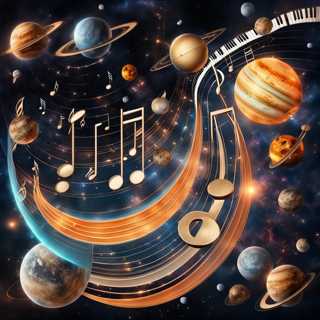 Cosmic Symphony: Planets and Notes in Space