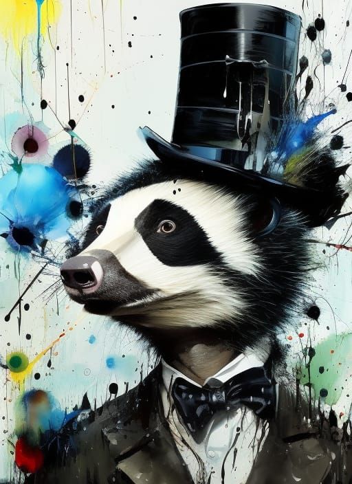 Badger Gentleman in Top Hat: Speedpaint Masterpiece