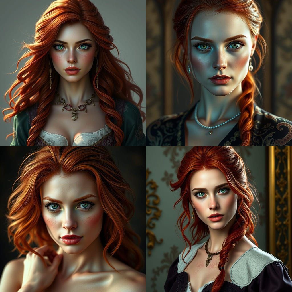 Beautiful Redhead Portrait in Hyperdetailed Style