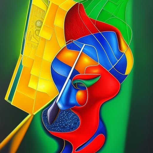 Photorealistic Glass Gorilla in Cubist Surrealist Style