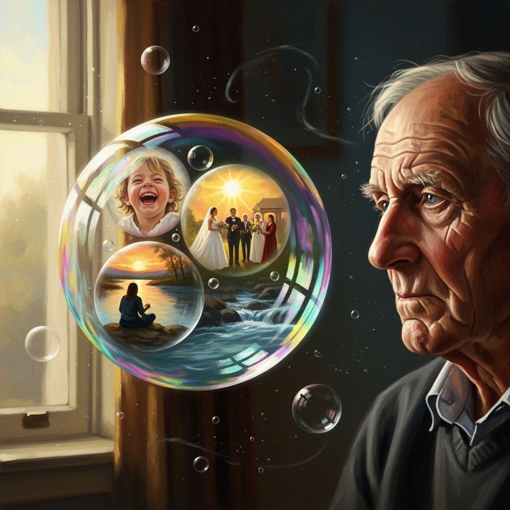 Wistful Old Man Gazes at Memory Bubble