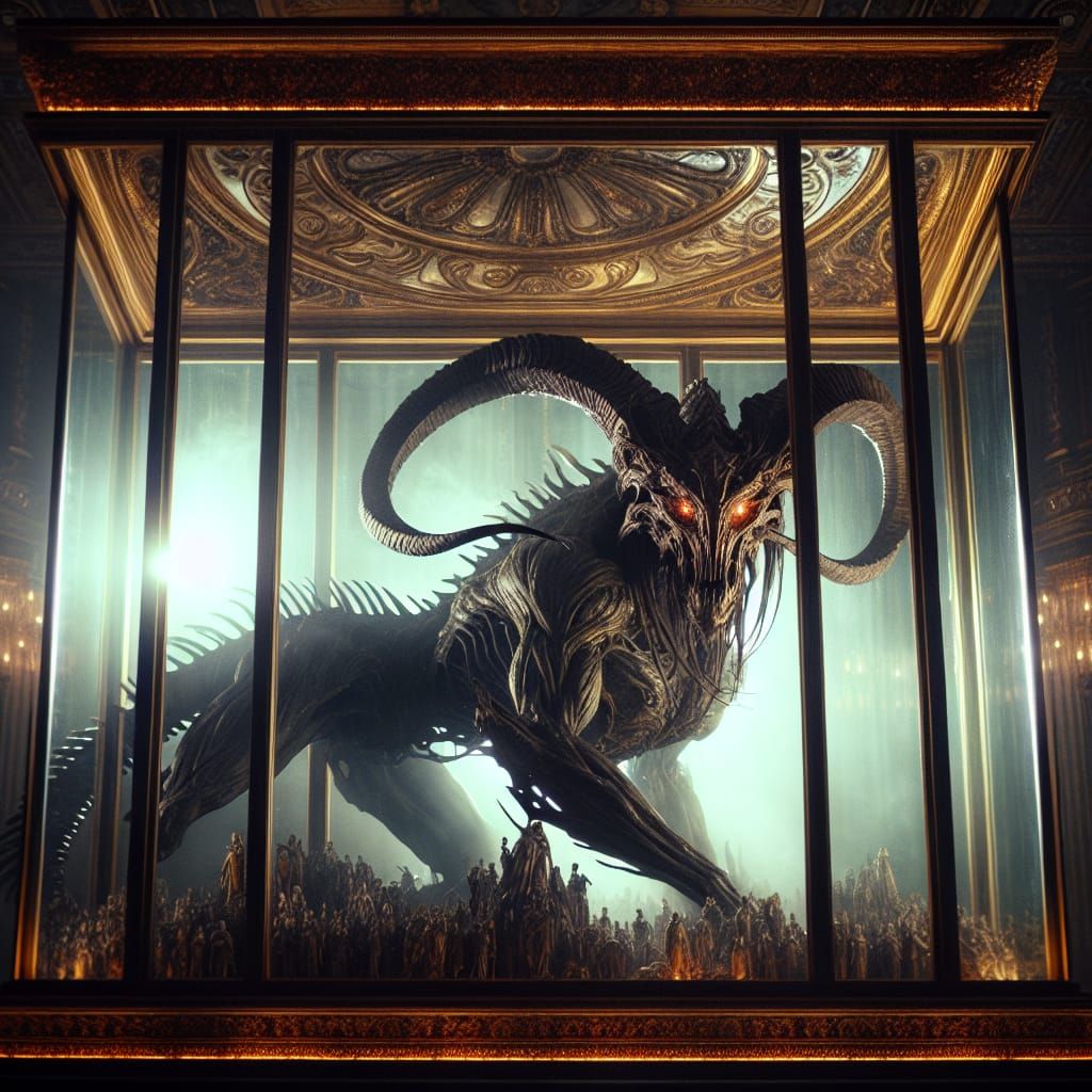 Mythical Norse Undead Creature in Glass Case