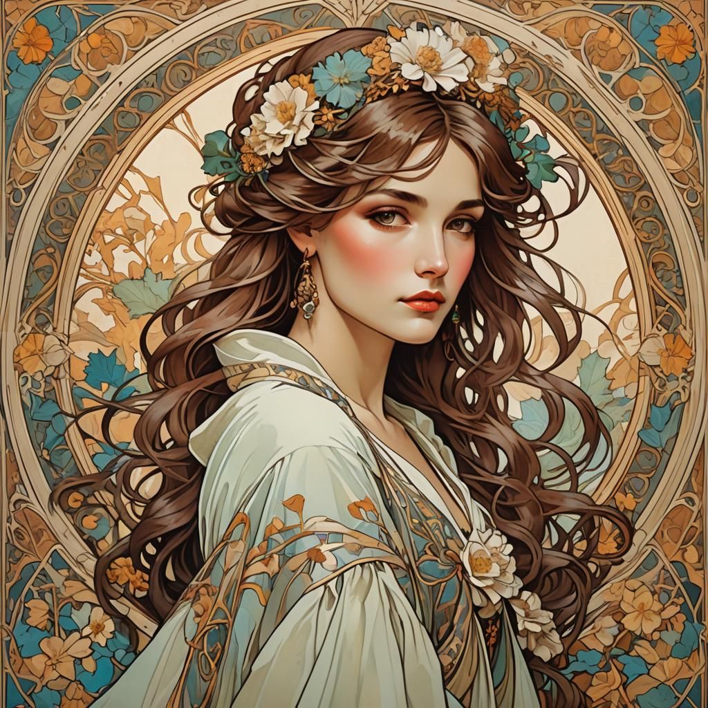 Elegant Woman in Art Nouveau Style