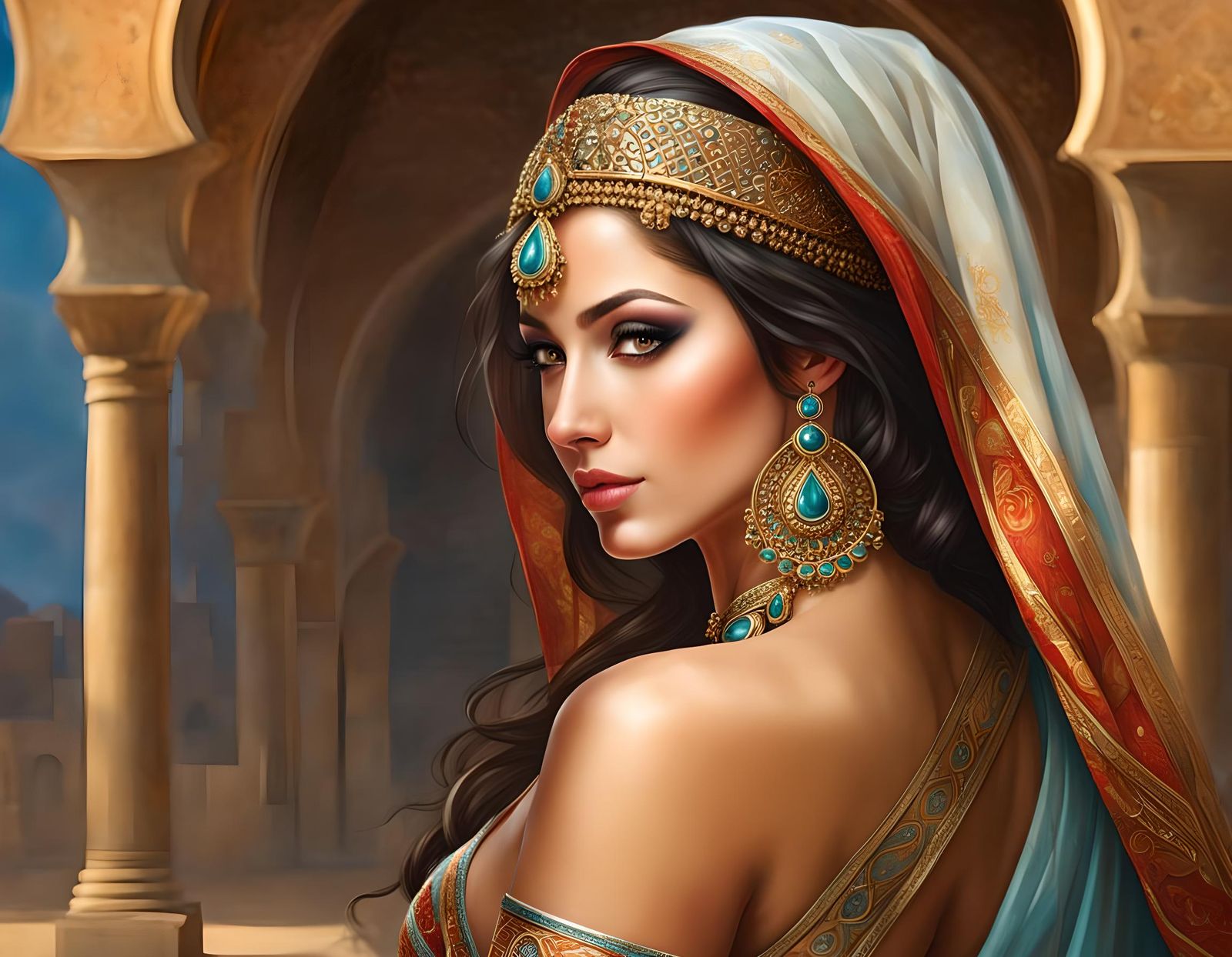 Rearview of a Gorgeous Woman: Hyperdetailed Digital Art