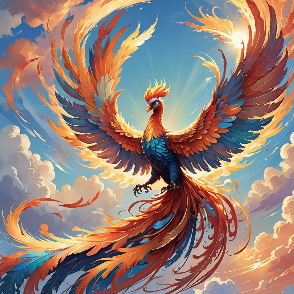Majestic Phoenix Paints Sky in Dreamlike Concept Art