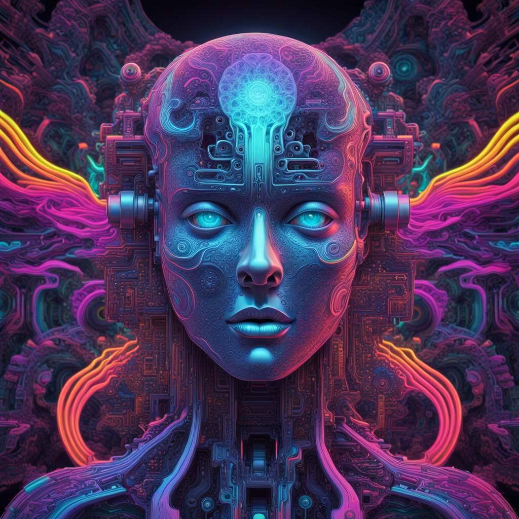 Neon Ghost in the Machine: Hyperrealistic Art