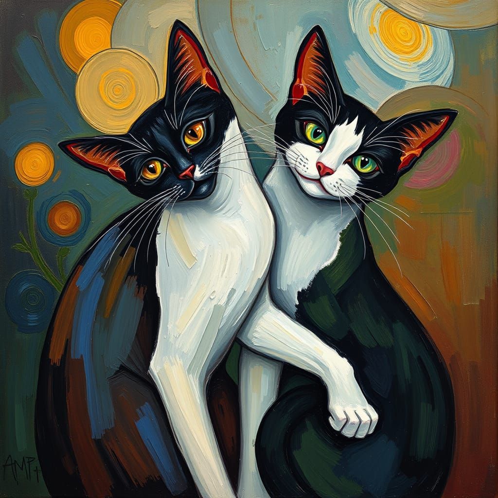 Surreal Cats in Vivid Impressionist Style