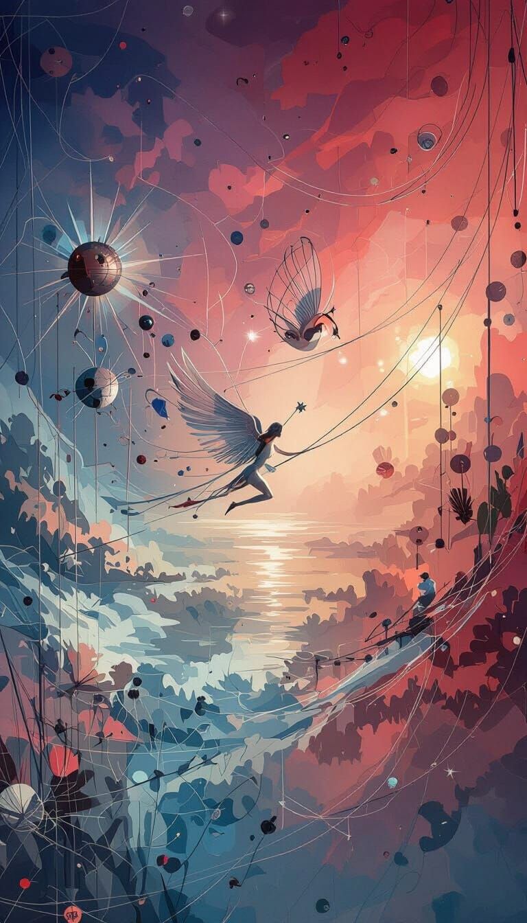 Serene Dreamscape with Soft Blues and Dramatic Light