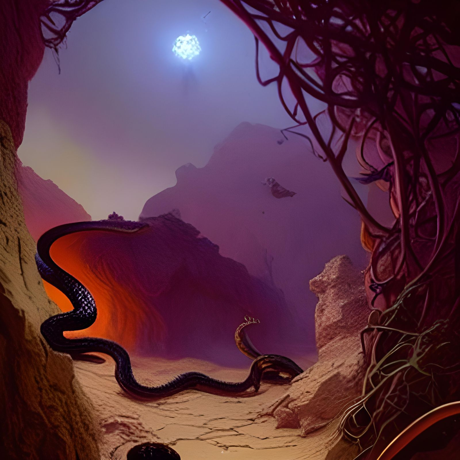 Scorpions and Snakes in a Desert Illustration