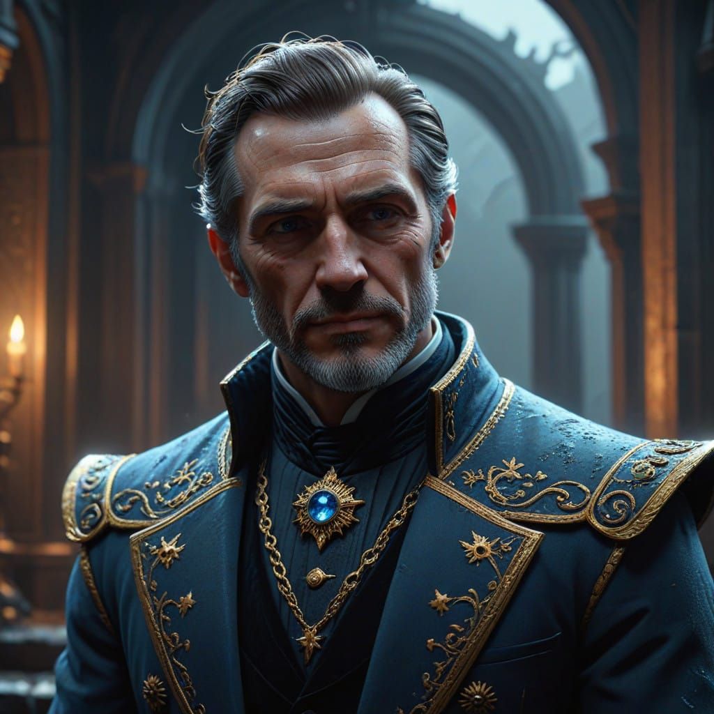 Stately High Mage Adrius Malkin in Late Victorian Attire