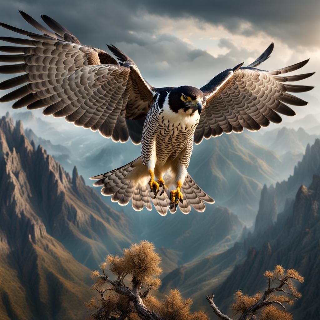 Peregrine Falcon in Flight: Digital Matte Painting