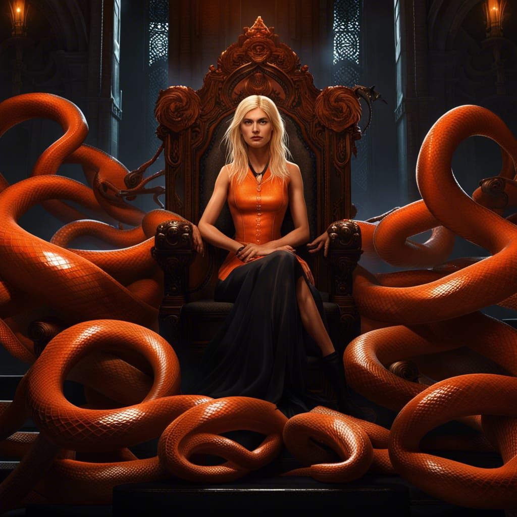 Serpentine Sovereign: Fantasy Art Nouveau Portrait