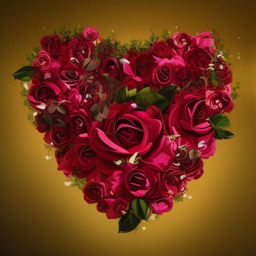 Valentine's Day Hearts and Roses Digital Painting