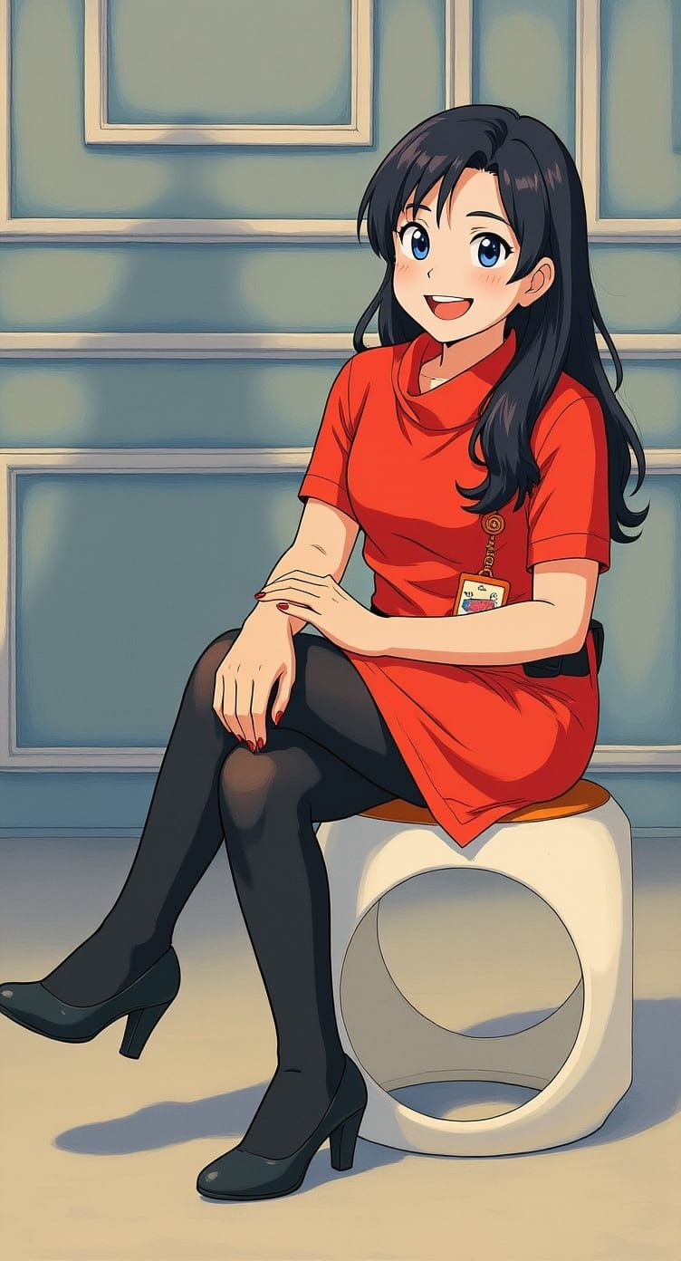 Flight Attendant in Studio Ghibli Style