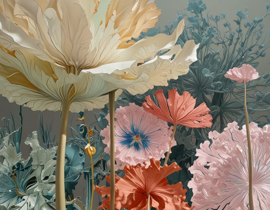 Fractal Florals in Iridescent Hues