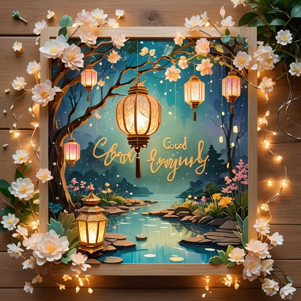 Enchanted Evening Greeting Card in Low Poly Art